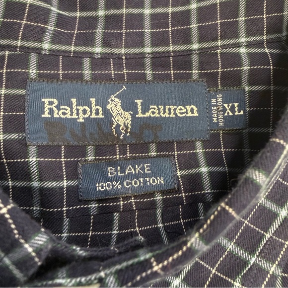 Ralph Lauren Blake Button Down Shirt Men’s XL Blue Plaid Pony Logo Cotton - Picture 2 of 9